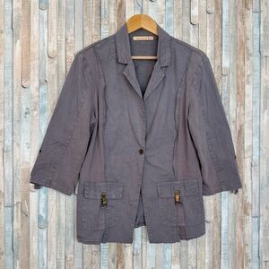 XCVI Wearables XL Winslow Blazer Jacket Gray Ribbed Twill Knit Utility Lagenlook